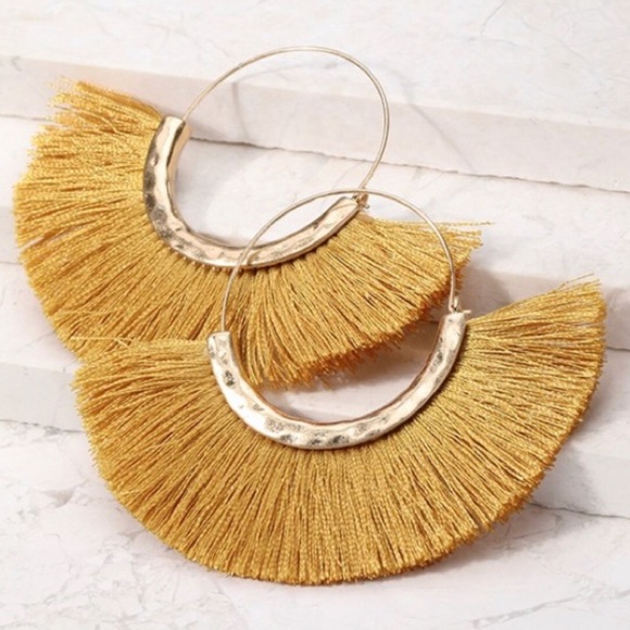 Jewelry - Mustard Fanned Fringe Earrings
